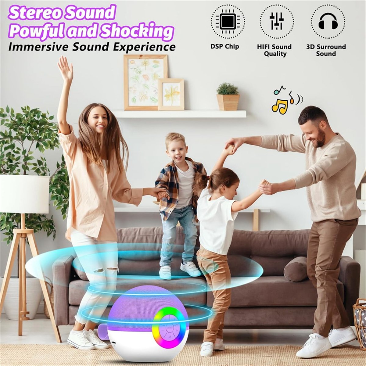 Kids Microphone Karaoke - جهاز كاريوكي صغير DTC5 مع ميكروفونين،